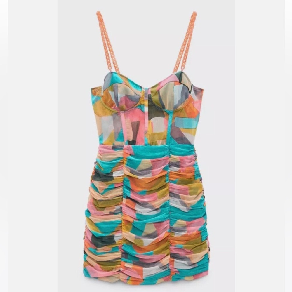 Zara Dress with Pink and Blue Accents
